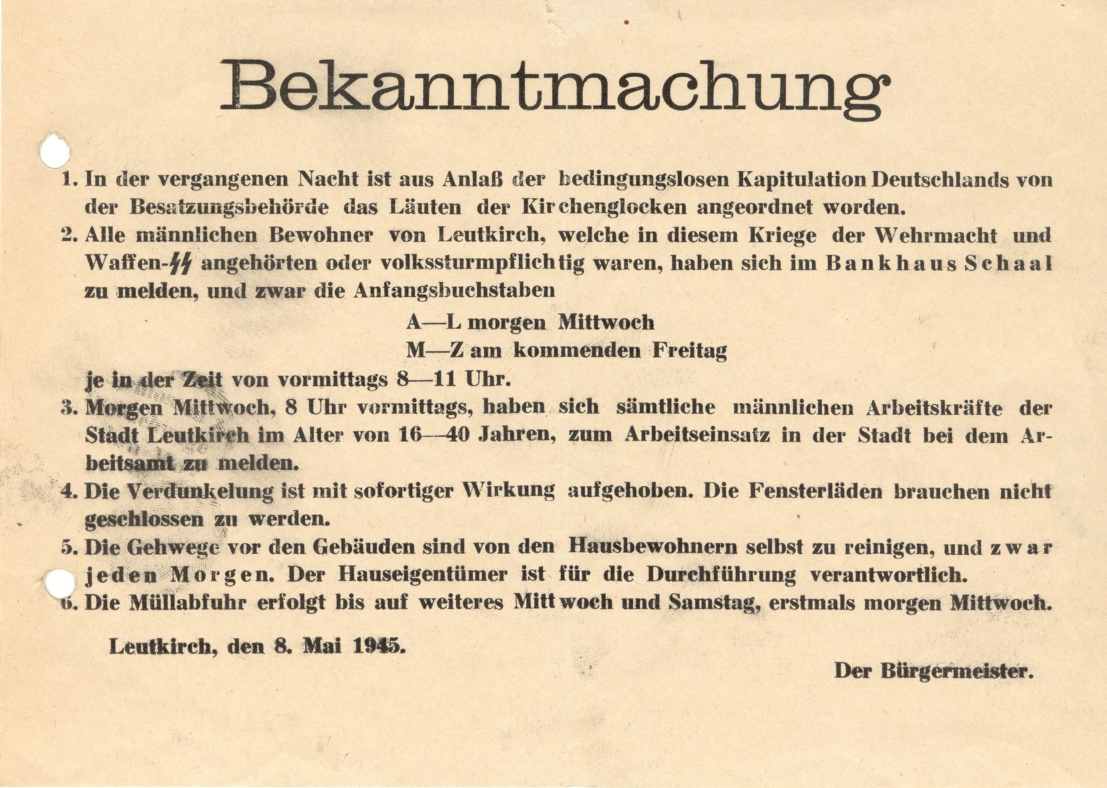 80 Jahre Kriegsende: Leutkirch im Erinnern