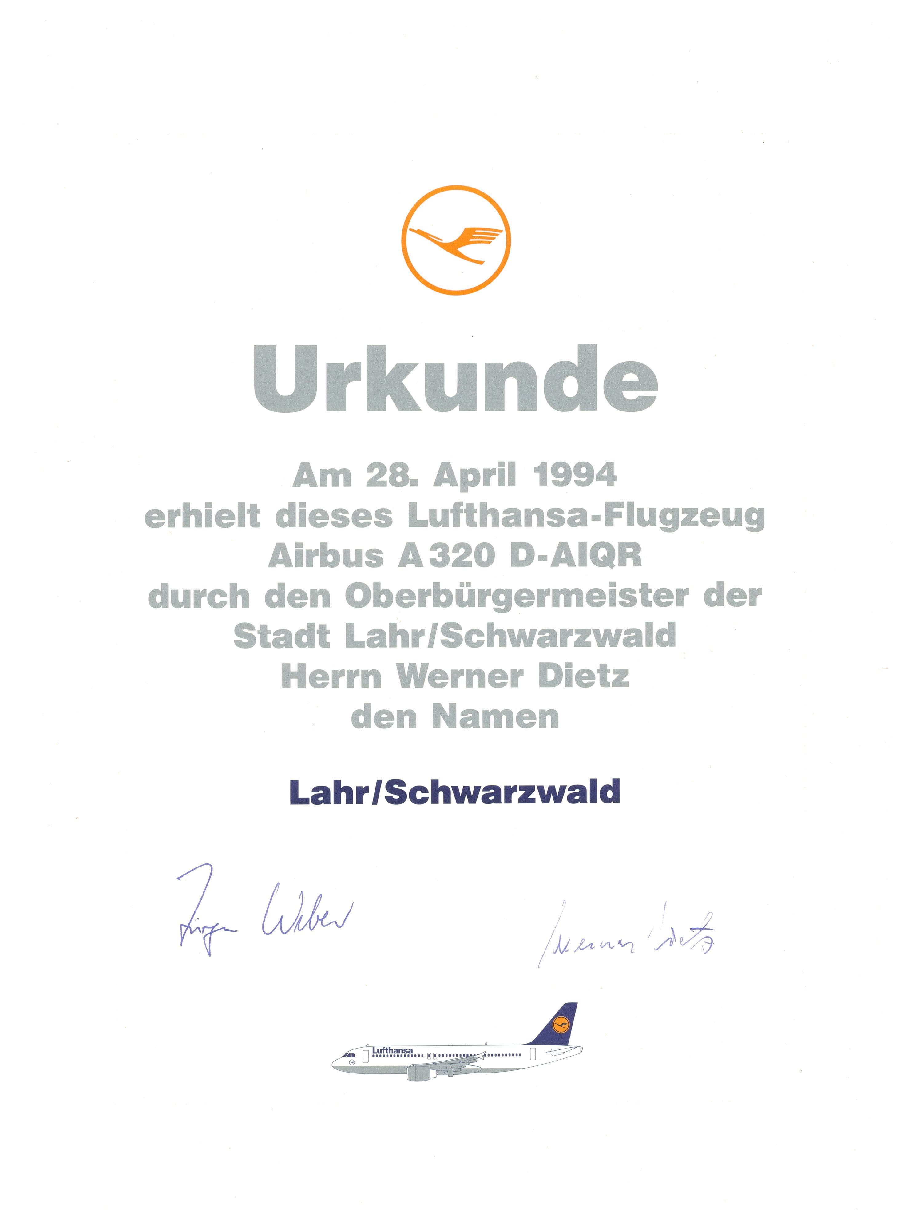 Lahr hebt ab mit Lufthansa