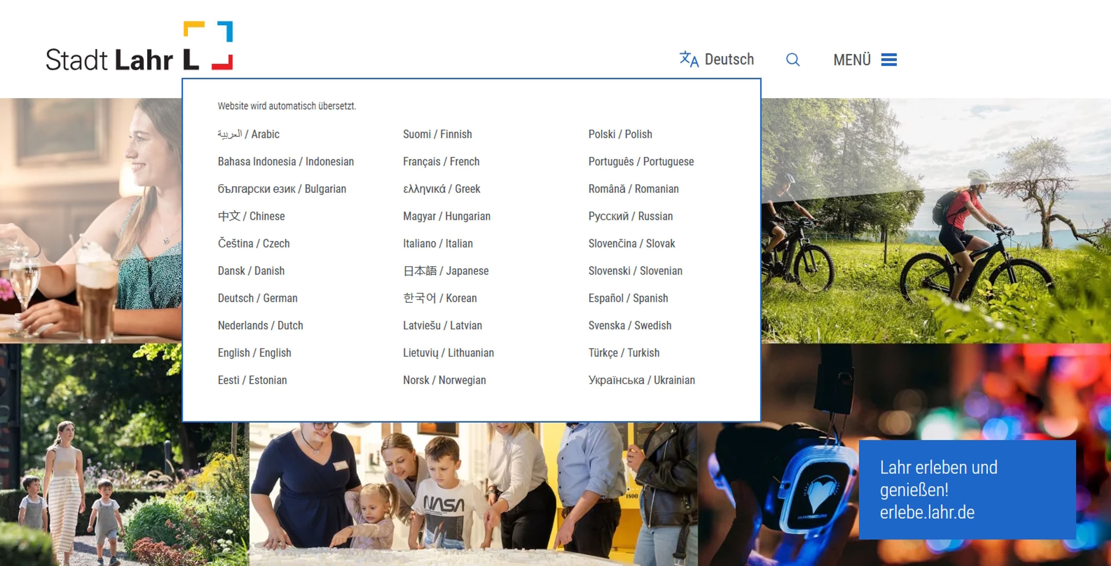 Lahr macht seine Website mehrsprachig