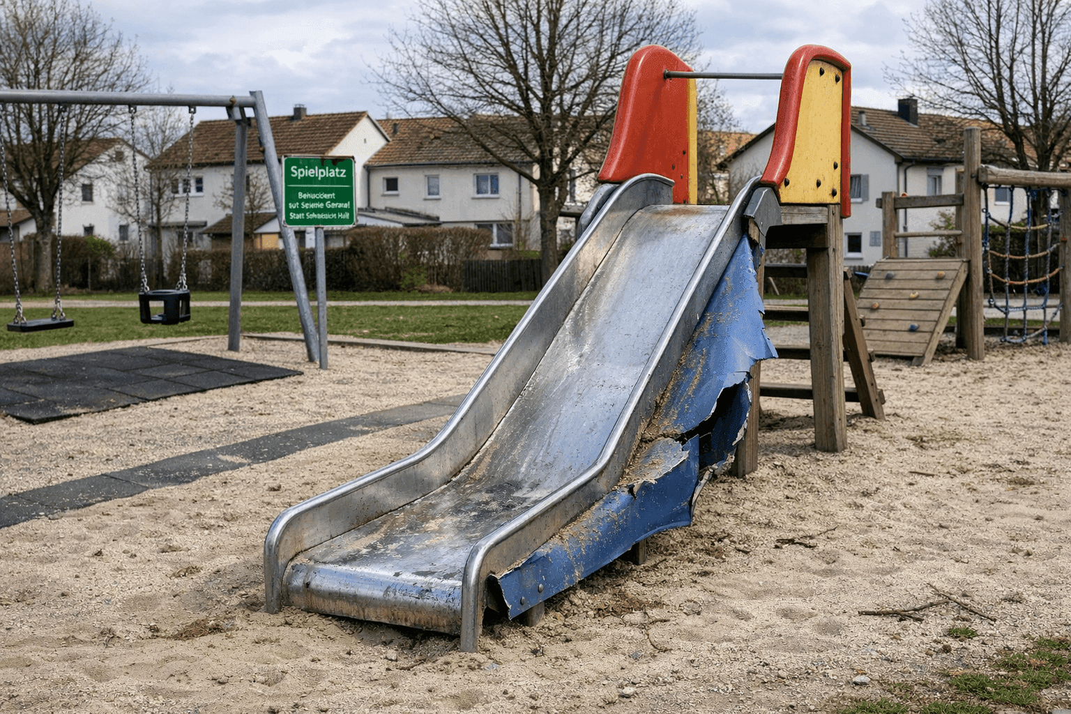 Rutsche auf Spielplatz mutwillig beschädigt