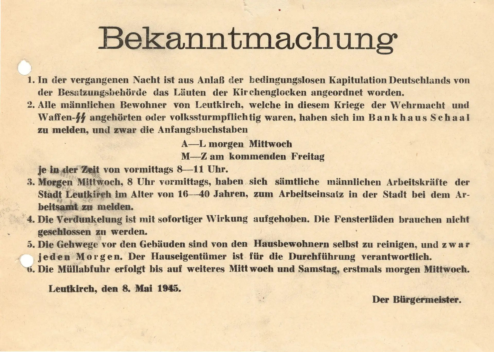 80 Jahre Kriegsende: Leutkirch im Erinnern