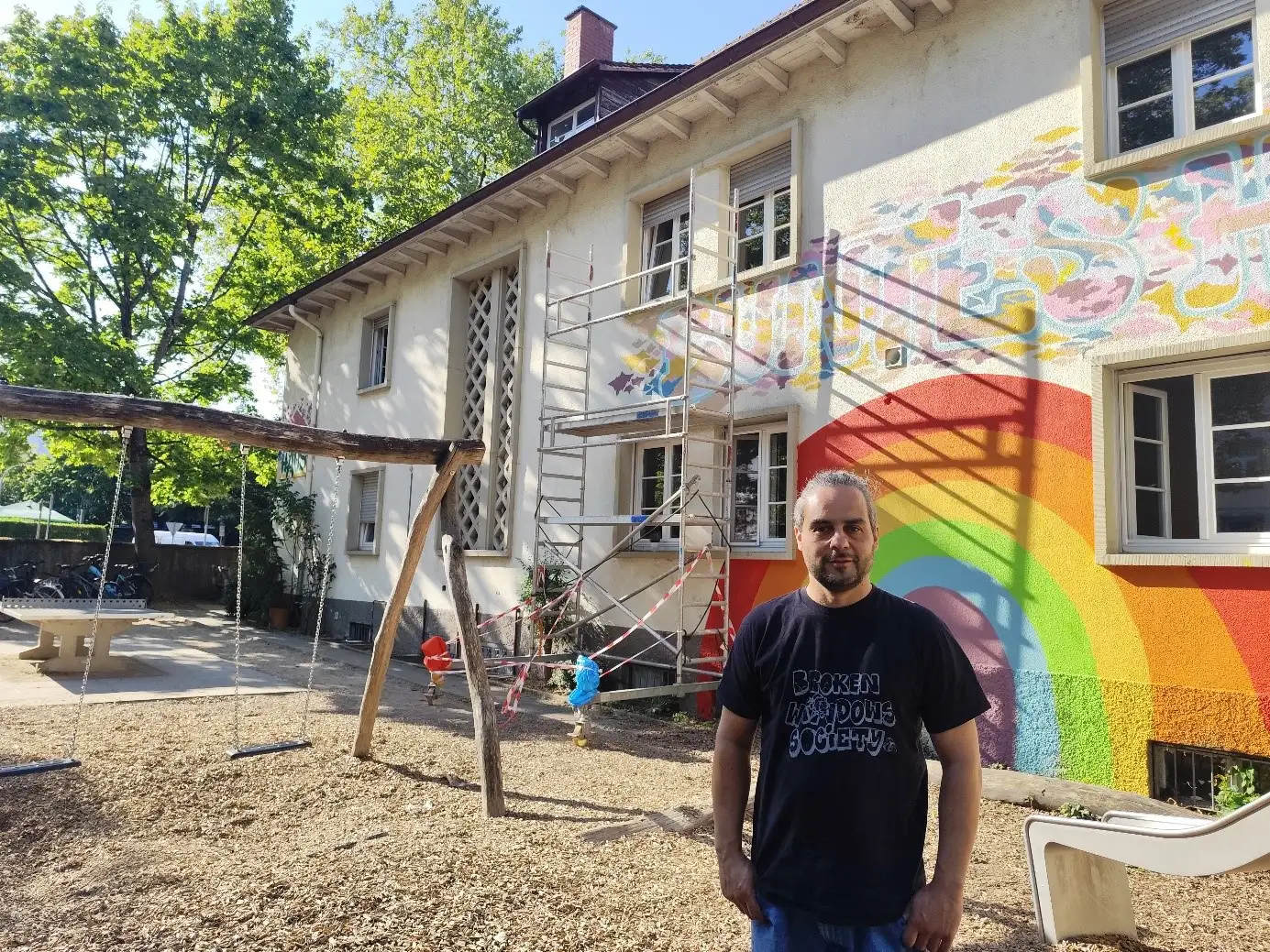 Graffiti-Wandgemälde am Stadtteil- und Familienzentrum Buntes Haus