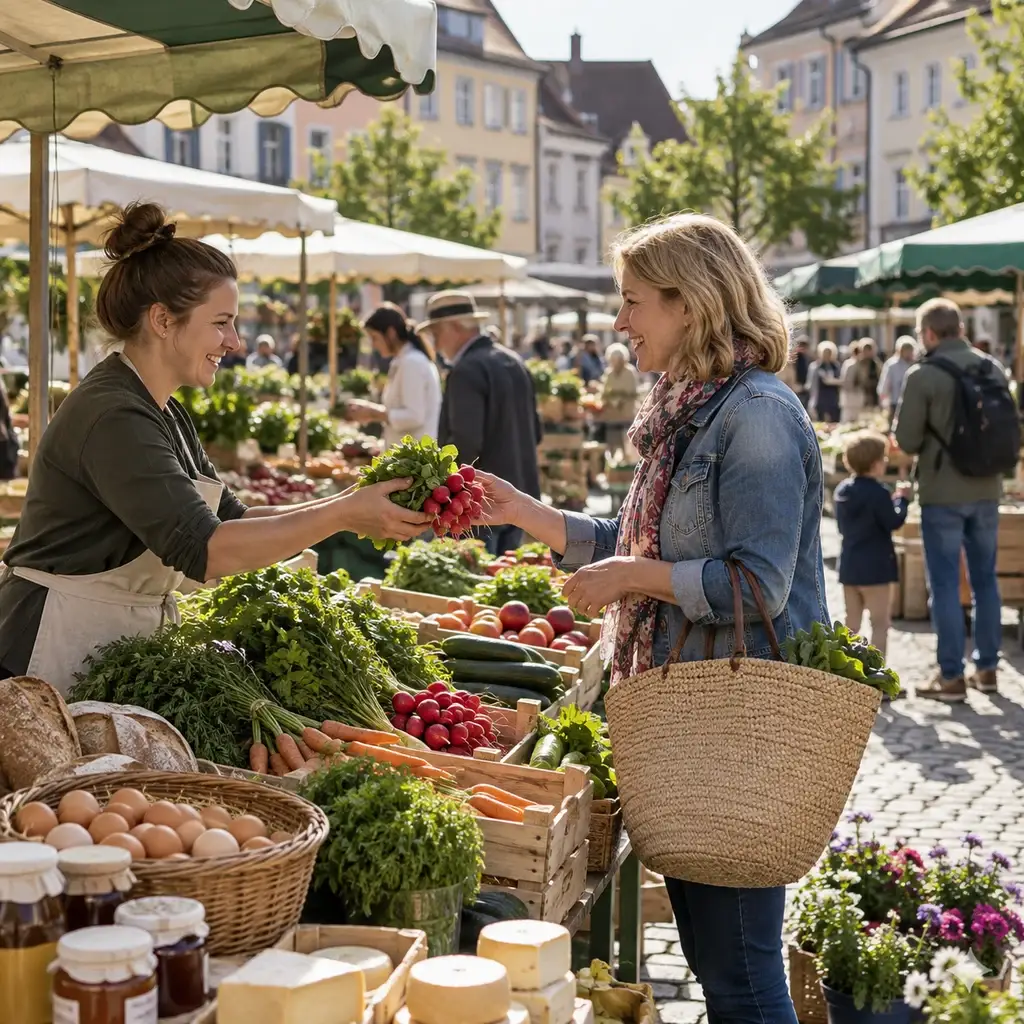 Wochenmarkt auf dem nördlichen Schlossplatz